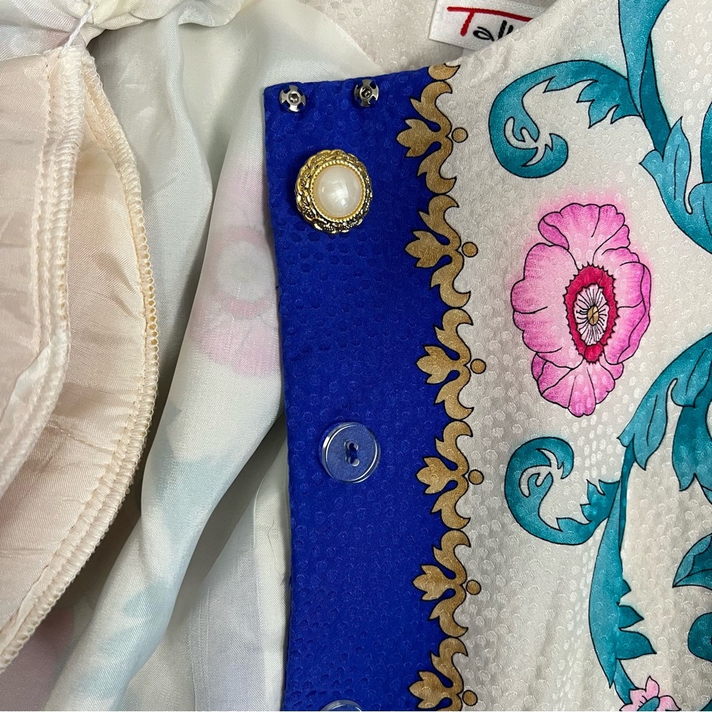 Talbots Vintage 100% Silk Embroidered Floral Skirt Suit Set Size 16 - Picture 7 of 13